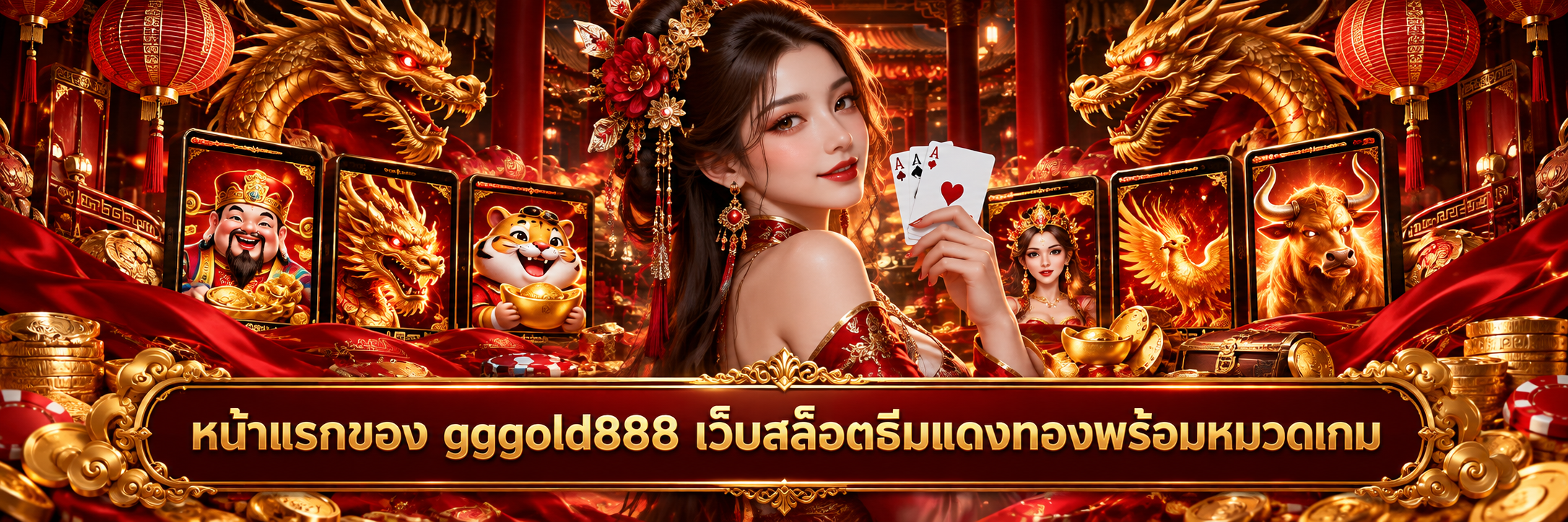 หน้าแรกของ gggold888 เว็บสล็อตธีมแดงทองพร้อมหมวดเกม